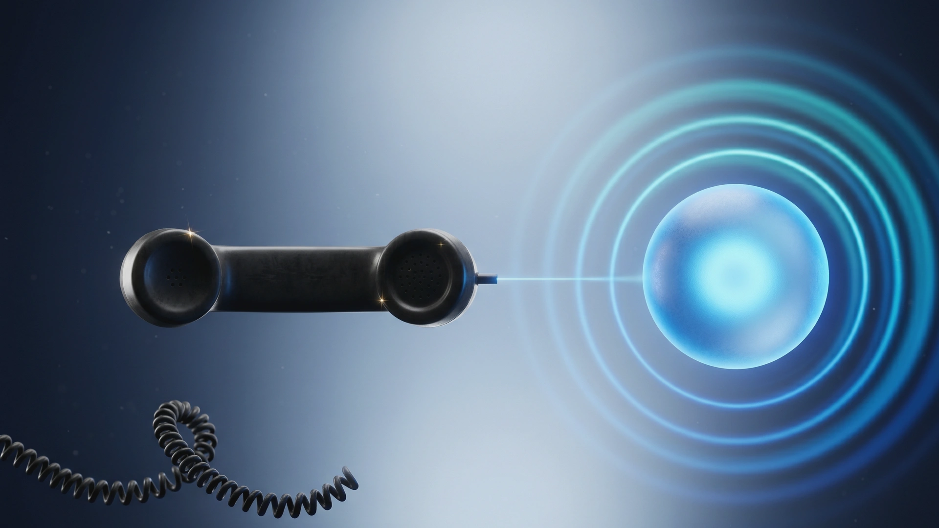 Concepto visual de una llamada telefónica atendida por inteligencia artificial