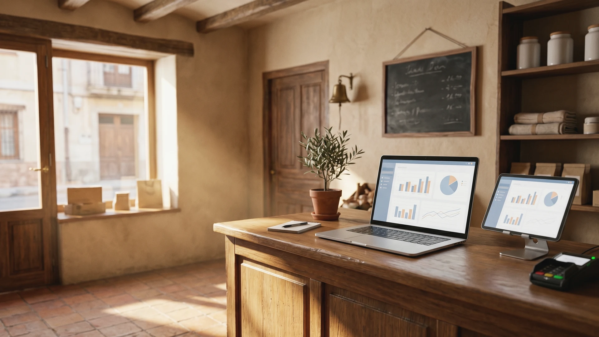 Pequeño negocio español modernizándose con herramientas digitales